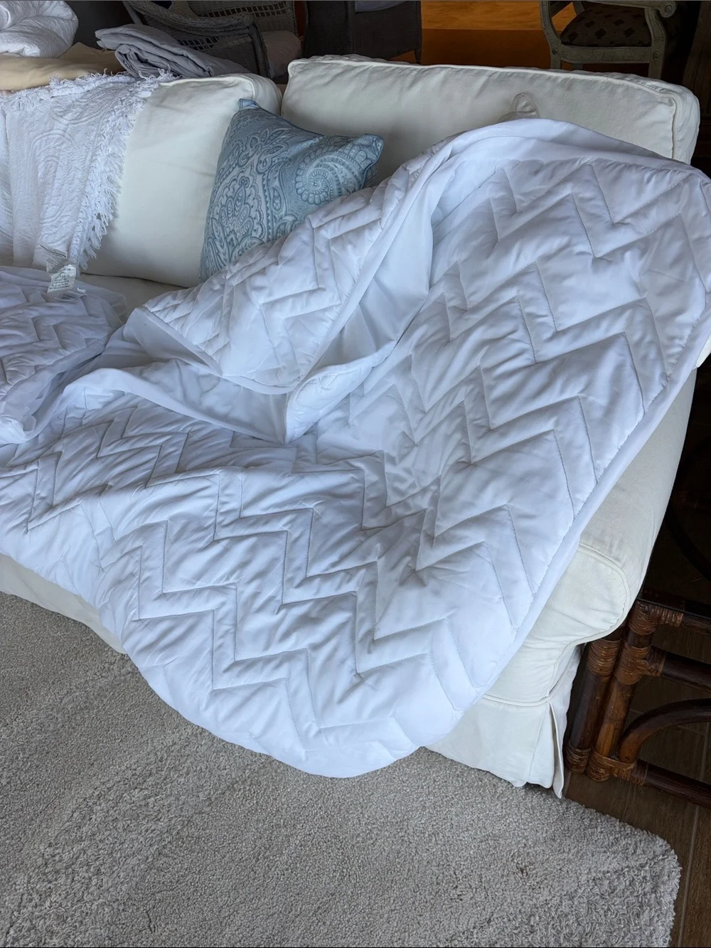 Martha Stewart White Quilted Mattress Protector Pad